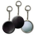 2" Round Metallic Key Chain w/ 3D Lenticular Changing Color Effects - Black/Gray (Blank)